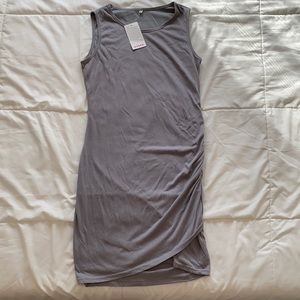 Gray side cinch casual dress